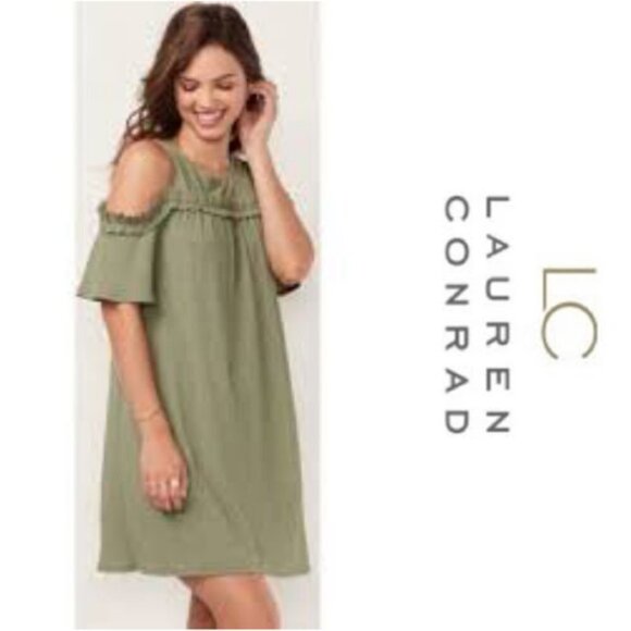 LC Lauren Conrad Ruffle Cold-Shoulder Dress - Picture 1 of 7